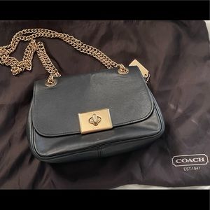 COACH turn lock crossbody black bag